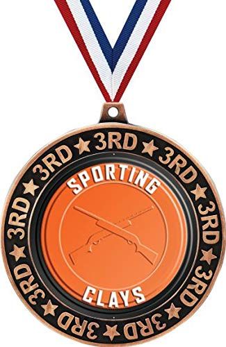 Sporting Clays 3rd Place Perimeter Medal Bronze, 2.75" Sporting Clays Prizes, Kids Sporting Clays Trophy Medal Awards 50 Pack Prime