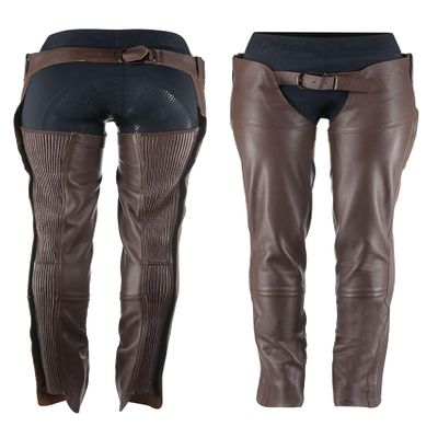 HORZE Blake Leather Full Chaps - Dark Brown - S