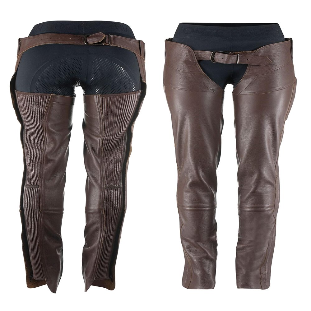 HORZE Blake Leather Full Chaps - Dark Brown - S