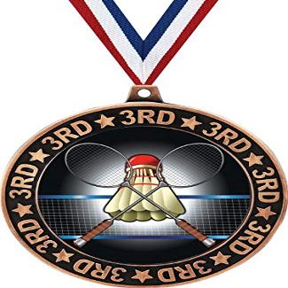 Badminton 3rd Place Perimeter Medal Bronze, 2.75" Badminton Prizes, Kids Badminton Player Trophy Medal Awards 50 Pack Prime