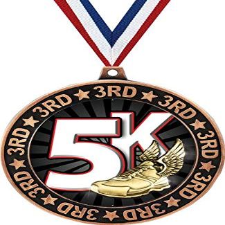 5K Race 3rd Place Perimeter Medal Bronze, 2.75" 5K Prizes, Kids Racing Trophy Medal Awards 50 Pack Prime