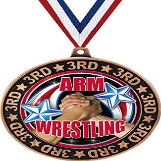 Arm Wrestling 3rd Place Perimeter Medal Bronze, 2.75" Wrestling Prizes, Kids Arm Wrestler Trophy Medal Awards 50 Pack Prime