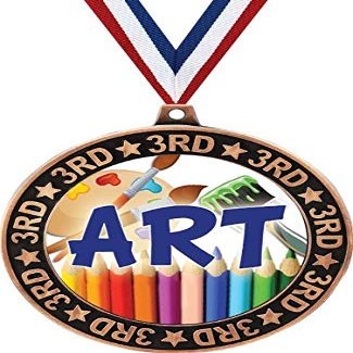 Art 3rd Place Perimeter Medal Bronze, 2.75" Artist Prizes, Kids Art Trophy Medal Awards 50 Pack Prime