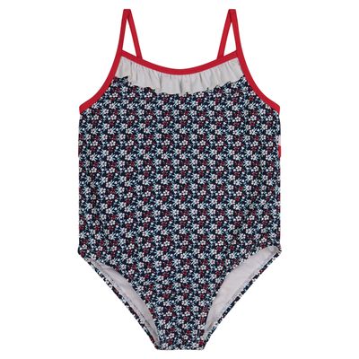 Kiko & Max Girls' One Piece Swimsuit Bathing Suit, Navy/Red, 4T