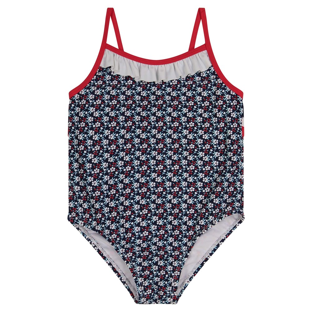 Kiko & Max Girls' One Piece Swimsuit Bathing Suit, Navy/Red, 4T