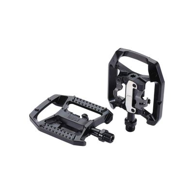 BBB Cycling Road Bike Dual Function Pedals with Cleats SPD & Flat 9/16" Durable Aluminium Cage Adjustable Tension for MTB E-MTB Urban E-Road DualChoice BPD-61