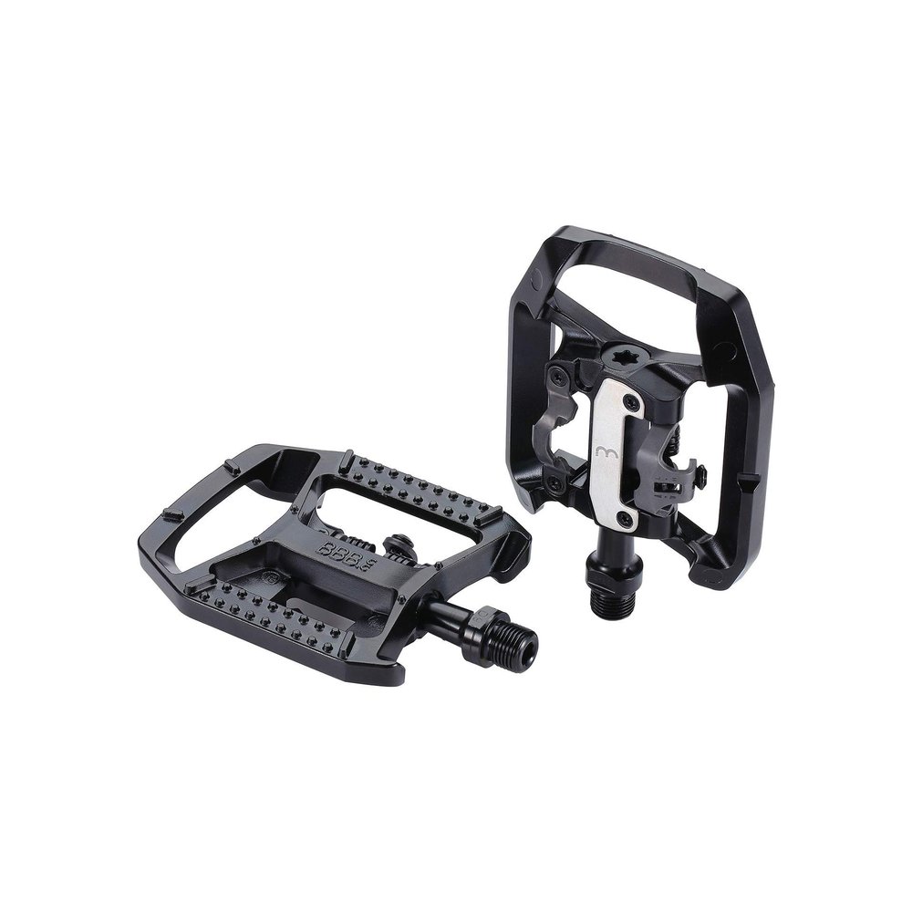 BBB Cycling Road Bike Dual Function Pedals with Cleats SPD & Flat 9/16" Durable Aluminium Cage Adjustable Tension for MTB E-MTB Urban E-Road DualChoice BPD-61