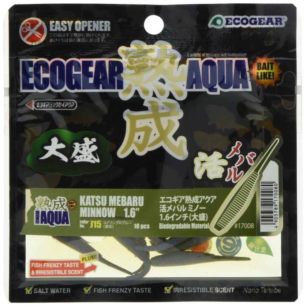Ecogear J15 Aged Aqua, Live Mebalminnow 1.6 Inches (Large Mori), Koiwashi Pro Blue (Luminous)