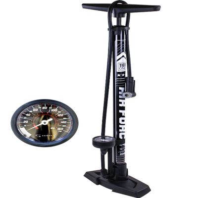 SURFAS FP-200 AF-T1 Bicycle Floor Pump, Gloss Black/White, One Size Fits Most, Includes Air Gauge