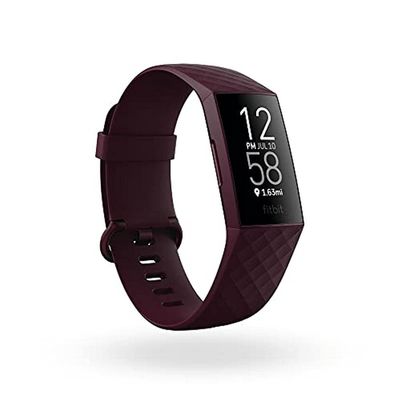 Fitbit Charge 4 Fitness and Activity Tracker with Built-in GPS, Heart Rate, Sleep & Swim Tracking, Rosewood/Rosewood, One Size (S &L Bands Included)