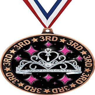 Beauty Queen 3rd Place Perimeter Medal Bronze, 2.75" Princess Tiara Pageant Prizes, Kids Beauty Crown Trophy Medal Awards 50 Pack Prime