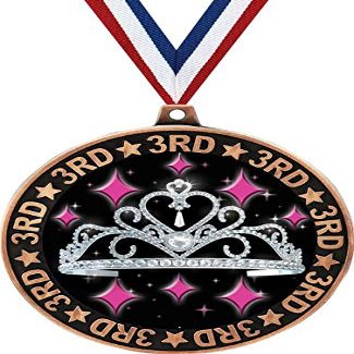 Beauty Queen 3rd Place Perimeter Medal Bronze, 2.75" Princess Tiara Pageant Prizes, Kids Beauty Crown Trophy Medal Awards 50 Pack Prime