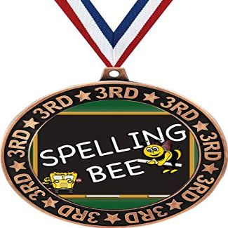Spelling Bee 3rd Place Perimeter Medal Bronze, 2.75" Spelling Prizes, Kids Spelling Trophy Medal Awards 10 Pack Prime