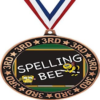 Spelling Bee 3rd Place Perimeter Medal Bronze, 2.75" Spelling Prizes, Kids Spelling Trophy Medal Awards 10 Pack Prime