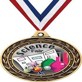 Science Fair Gold Duo Medal, 3" Education Science Prizes, Kids Trophy Medal Awards 100 Pack