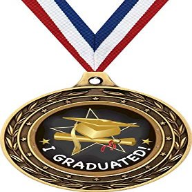 I Graduated Gold Duo Medal, 3" Graduation Prizes, Kids Graduating Trophy Medal Awards 100 Pack Prime