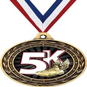 5K Race Gold Duo Medal, 3" 5K Prizes, Kids Racing Trophy Medal Awards 50 Pack Prime