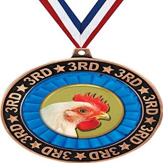 Chicken 3rd Place Perimeter Medal Bronze, 2.75" Chicken Prizes, Kids Chicken Trophy Medal Awards 50 Pack Prime