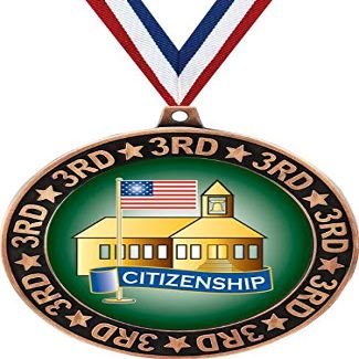 Citizenship 3rd Place Perimeter Medal Bronze, 2.75" Citizenship Prizes, Citizen Trophy Medal Awards 100 Pack Prime