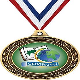 Geography Gold Duo Medal, 3" Kids Education Prizes, Kids Academic Trophy Medal Awards 10 Pack Prime