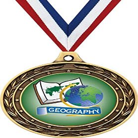 Geography Gold Duo Medal, 3" Kids Education Prizes, Kids Academic Trophy Medal Awards 10 Pack Prime