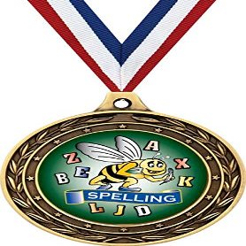 Spelling Gold Duo Medal, 3" Kids Spelling Bee Prizes, Kids Spelling Trophy Medal Awards 100 Pack