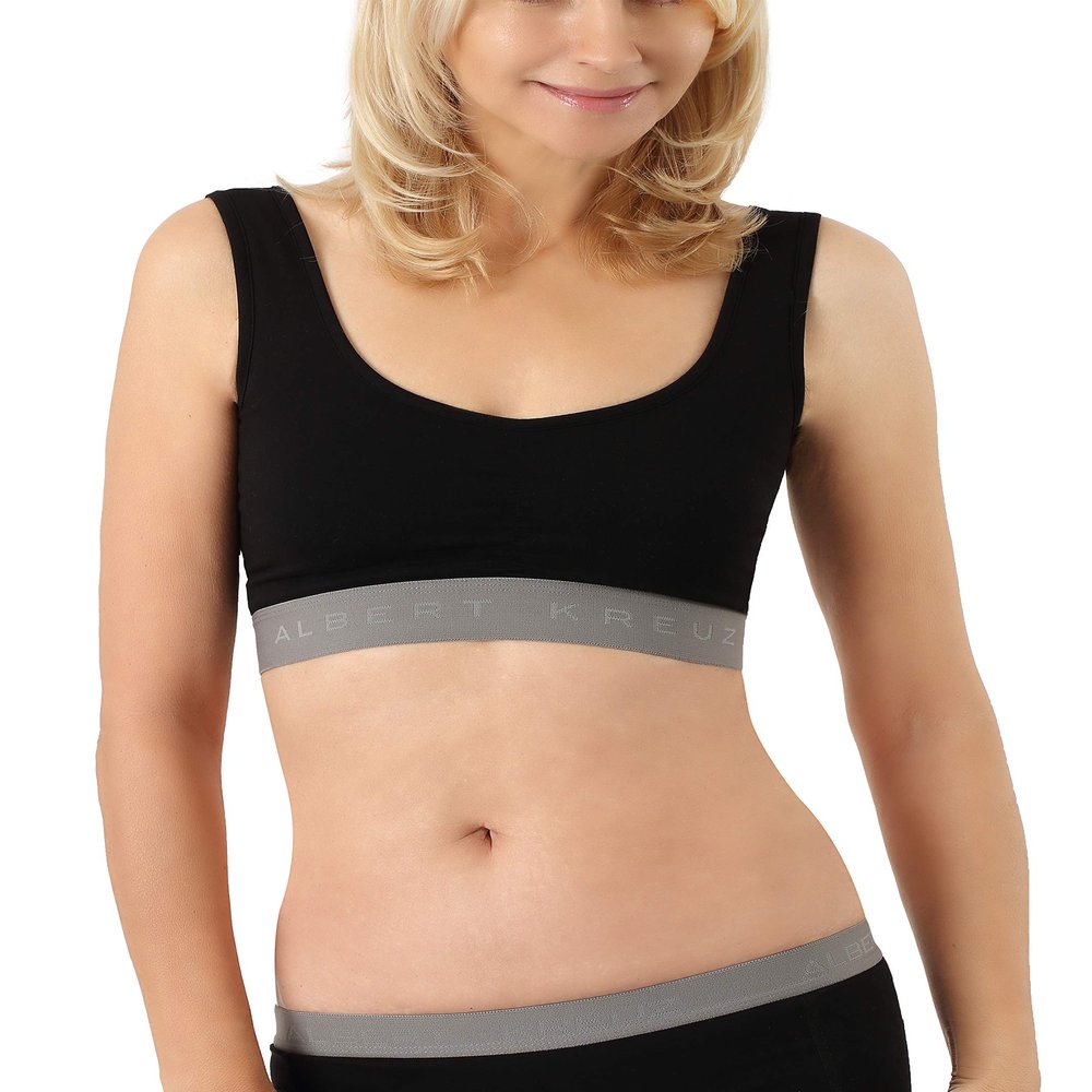 ALBERT KREUZ Women's Slip-on Wireless Comfort Bra Organic Stretch Cotton Black S