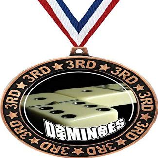 Dominoes 3rd Place Perimeter Medal Bronze, 2.75" Dominoe Games Prizes, Kids Dominoes Trophy Medal Awards 100 Pack