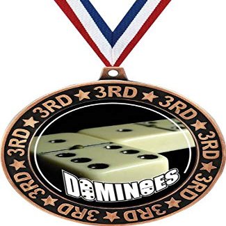 Dominoes 3rd Place Perimeter Medal Bronze, 2.75" Dominoe Games Prizes, Kids Dominoes Trophy Medal Awards 100 Pack