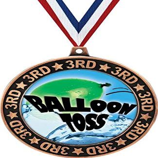 Balloon Toss 3rd Place Perimeter Medal Bronze, 2.75" Water Balloon Toss Prizes, Kids Balloon Toss Games Trophy Medal Awards 50 Pack Prime