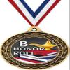 B Honor Roll Gold Duo Medal, 3" Honor Roll Prizes, Kids Honor Roll Trophy Medal Awards 50 Pack Prime view 1