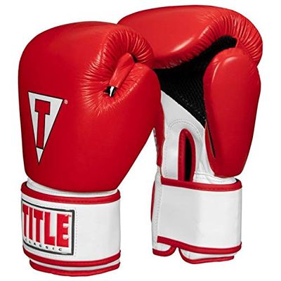 Title Boxing Classic Leather Super Bag Gloves 2.0, Red/White/Black, Small