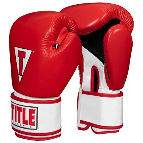 Title Boxing Classic Leather Super Bag Gloves 2.0, Red/White/Black, Small