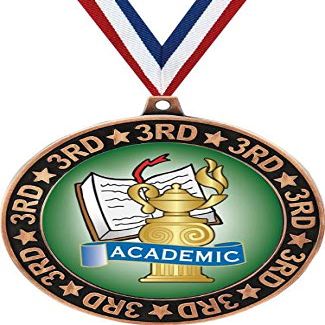 Academic 3rd Place Perimeter Medal Bronze, 2.75" Kids Academic Prizes, Kids Education Trophy Medal Awards 50 Pack Prime