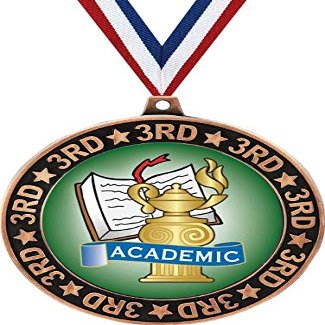 Academic 3rd Place Perimeter Medal Bronze, 2.75" Kids Academic Prizes, Kids Education Trophy Medal Awards 50 Pack Prime