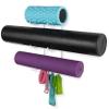 Wallniture Guru Wall Mount Yoga Mat Home Gym Equipment Resistance Bands and Foam Roller Holder with 3 Hooks 3 Sectional Metal White view 1