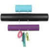 Wallniture Guru Wall Mount Yoga Mat Home Gym Equipment Resistance Bands and Foam Roller Holder with 3 Hooks 3 Sectional Metal White view 3