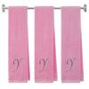 BY LORA Personalized Terry Cotton Gym Fitness Towel for Men, Women, Girls, Boys - Terry Cotton Gym Fitness Towel - 13 x 44 inches - 3-Pack - Pink Color Towel - Silver Script Initial Y view 1