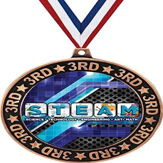STEAM 3rd Place Perimeter Medal Bronze, 2.75" Academic Education Prizes, Kids Science Trophy Medal Awards 100 Pack