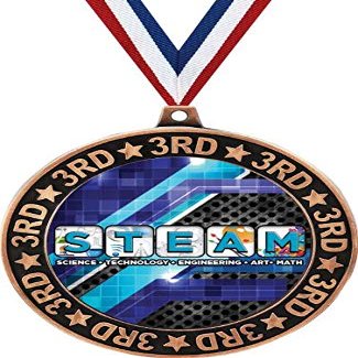 STEAM 3rd Place Perimeter Medal Bronze, 2.75" Academic Education Prizes, Kids Science Trophy Medal Awards 100 Pack