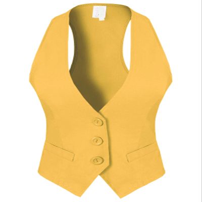 Design by Olivia Women's Dressy Casual Versatile Racerback Vest Tuxedo Suit Waistcoat Yellow M