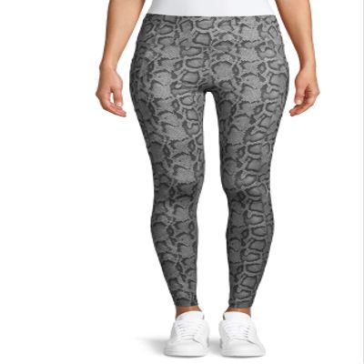 Avia Activewear Women's High Waist Ankle Tights with Side Pockets (2XL 20, Snake Print)