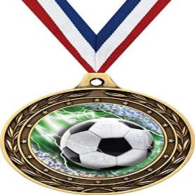 Soccer Gold Duo Medal, 3" Youth Soccer Prizes, Kids Soccer Trophy Medal Awards 10 Pack
