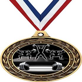 Bodybuilding Gold Duo Medal, 3" Weightlifting Prizes, Bodybuilder Trophy Medal Awards 50 Pack Prime
