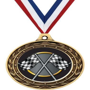 Racing Gold Duo Medal, 3" Checkered Flags Race Prizes, Kids Car Racing Trophy Medal Awards 100 Pack Prime