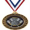 Racing Gold Duo Medal, 3" Checkered Flags Race Prizes, Kids Car Racing Trophy Medal Awards 100 Pack Prime view 1