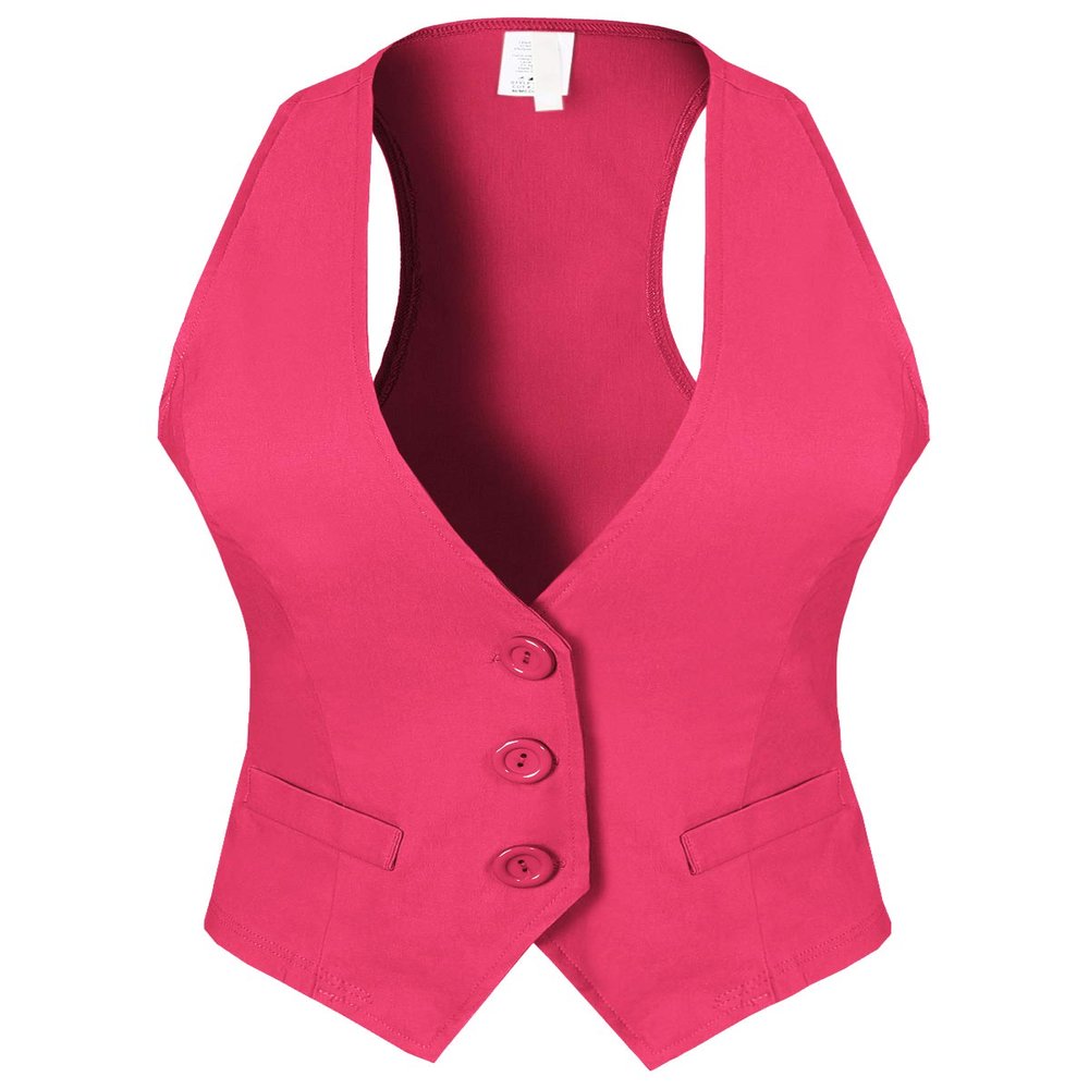 Design by Olivia Women's Dressy Casual Versatile Racerback Vest Tuxedo Suit Waistcoat Fuchsia S