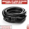 Monster Lock GUARD-15 Heavy-Duty Bike Cable Lock  15 Gauge Thick, 6 Long Steel Cable  Maximum Anti-Theft Security for Bicycles, Scooters, Gates & Outdoor Gear view 2