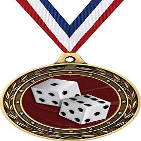 Casino Gold Duo Medal, 3" Poker Casino Dice Prizes, Kids Dice Trophy Medal Awards 100 Pack Prime