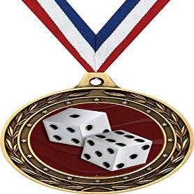 Casino Gold Duo Medal, 3" Poker Casino Dice Prizes, Kids Dice Trophy Medal Awards 100 Pack Prime